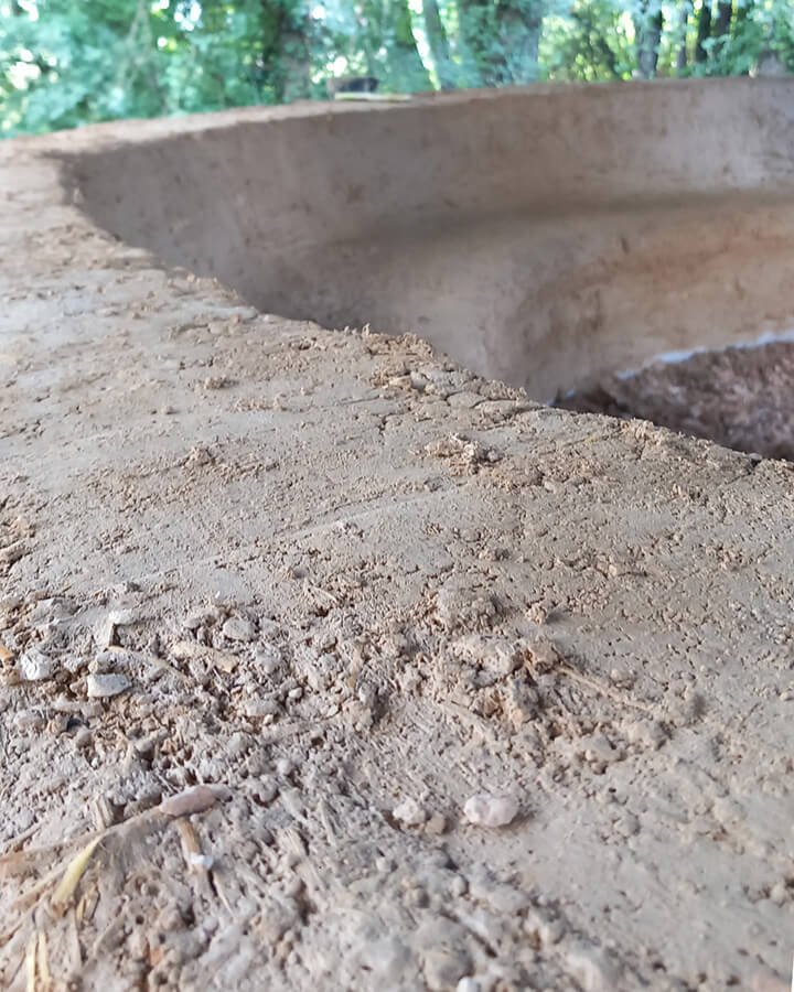 circular earth bench in nature