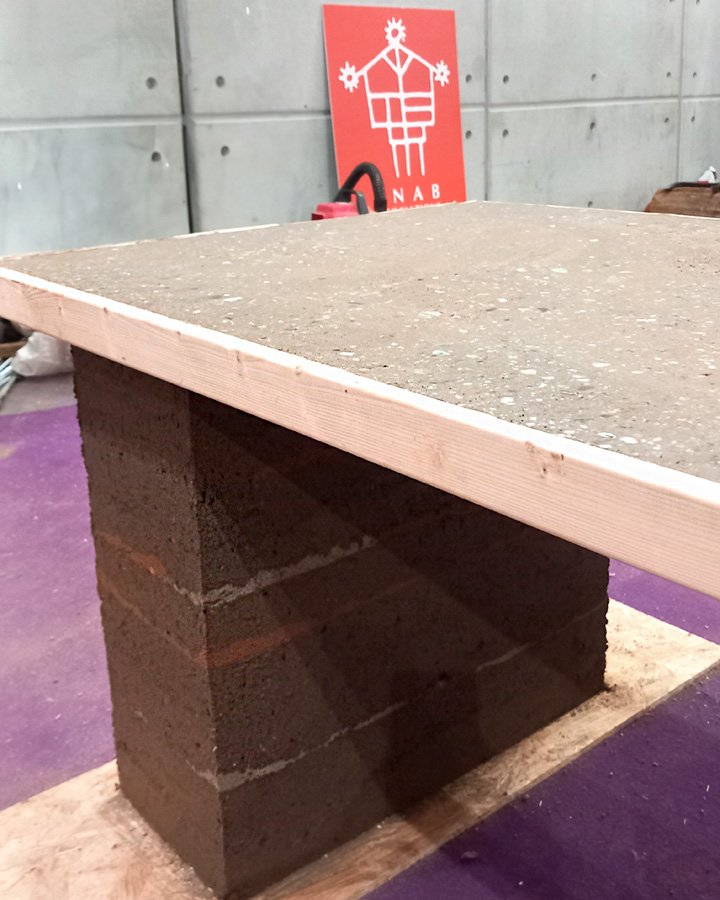 table made of rammed earth