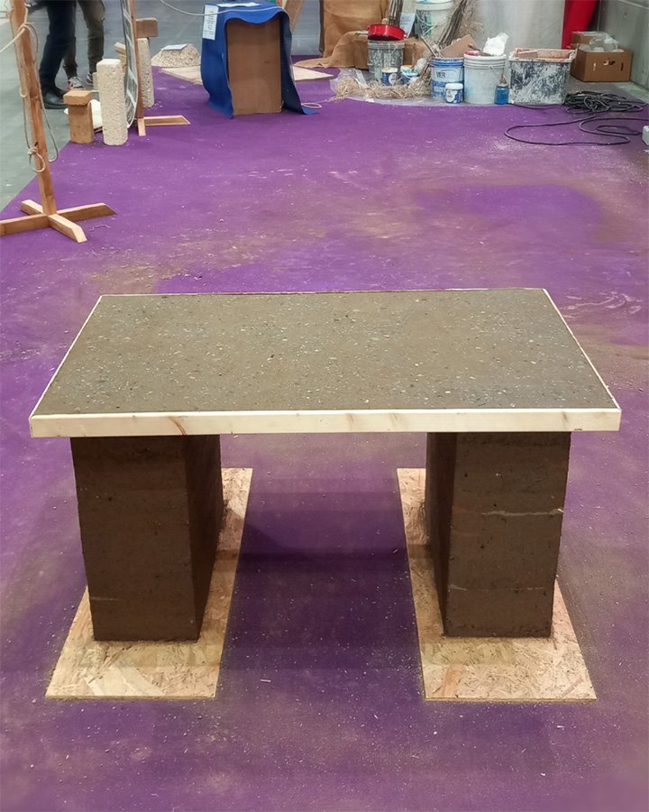 table made of rammed earth